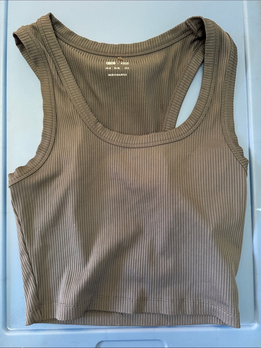 ASOS Grey Ribbed Crop Tank Top